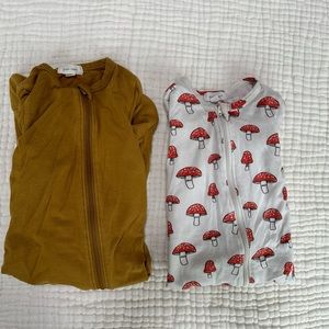 Angel Dear pajama bundle, mushrooms and mustard, 6-9 months, organic cotton
